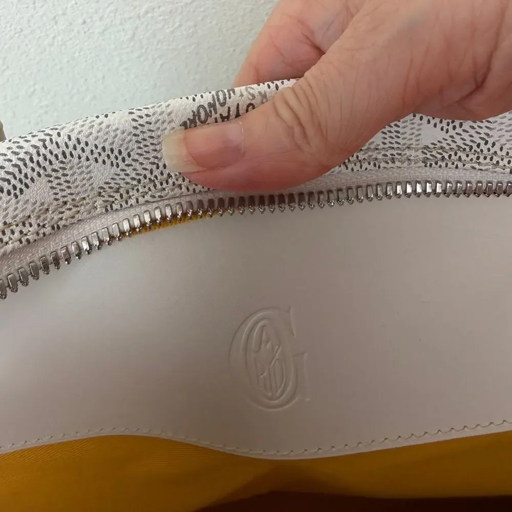 Goyard Ambassade MM White Goyardine Briefcase Laptop Bag AG Personalized